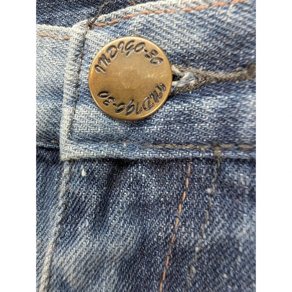 Indigo-30‎ Acid Wash Denim Jeans Men's 40x32 Blue Embellished Relaxed Fit Grunge